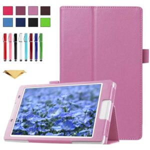 TianTa Case for Lenovo Yoga Book YB1-X90F, YB1-X91F, PU Leather Slim Folding Stand Cover Case for Lenovo Yoga Book YB1-X90F, YB1-X91F 10.1 Inch Tablet, Pink