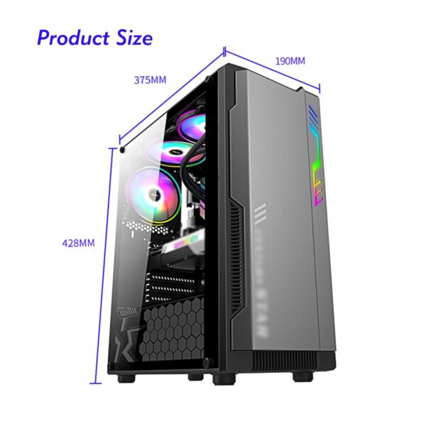 Mid-Tower Case,Computer Game Case,ATX,MICROATX,ITX Case,Tempered Glass Side Panel,Suitable for Gaming and Office Work,6 Fans (Color : White) - Image 2