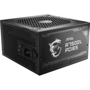 MSI MAG A750GL PCIE 5 & ATX 3.0 80 Plus Gold Gaming Power Supply – Full Modular (Renewed)
