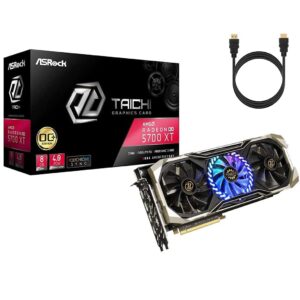 ASRock Radeon RX 5700 XT Taichi Triple Fans OC Video Graphics Card 8GB 256-Bit GDDR6 w/ Mazepoly HDMI Cable (Renewed)