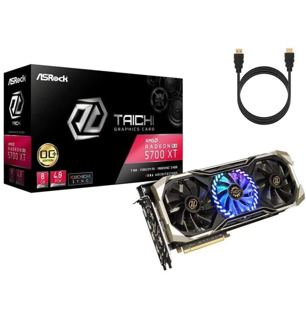 ASRock Radeon RX 5700 XT Taichi Triple Fans OC Video Graphics Card 8GB 256-Bit GDDR6 w/ Mazepoly HDMI Cable (Renewed)