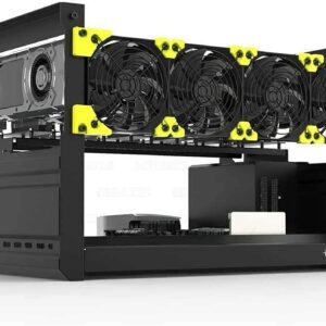 Abbcoert 6 GPU Open Air Mining Frame Rig Case ETH Ethereum Veddha Minercase T3 Edition (Only Frame), Black