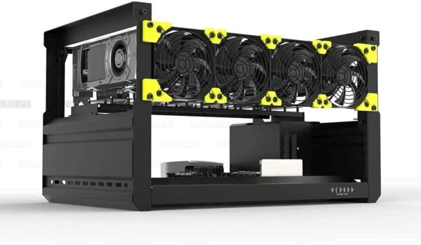 Abbcoert 6 GPU Open Air Mining Frame Rig Case ETH Ethereum Veddha Minercase T3 Edition (Only Frame), Black
