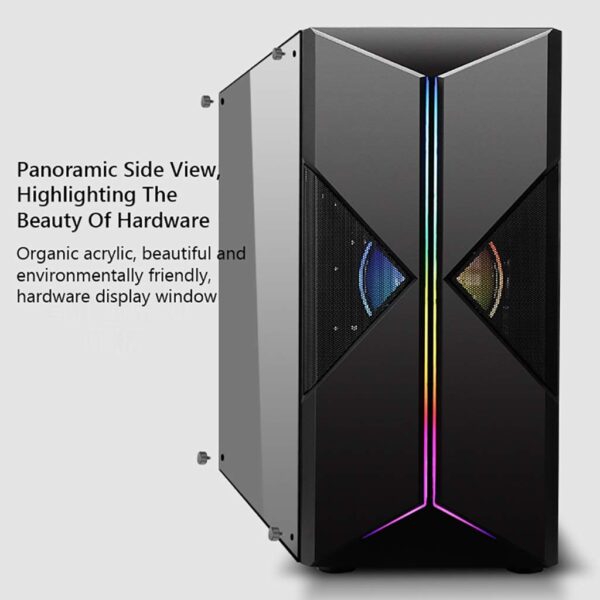 HDYD Gaming Case,Mid-Tower PC Gaming Case ATX/M-ATX/ITX - Front I/O USB 3.0 Port - Acrylic Side Panel - 8 Fan Position - Water-Cooling Ready (Size : 1 Fan) - Image 3