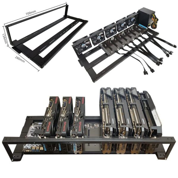 Kkonetoy USA 8 GPU Aluminium Mining Rig Open Air Computer Frame Case Crypto Coin ETH BTC Ethereum (8 GPU) - Image 7