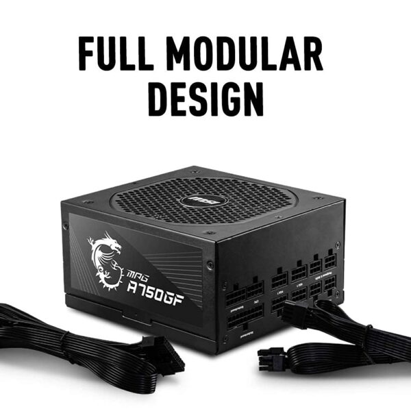 MSI MPG Series Power Supply (PSU): 750 Watt, Full Modular, 80 PLUS Gold Certified, 10 Year Warranty, A750GF (Renewed) - Image 3