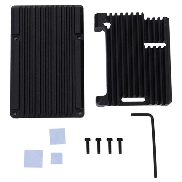 3 Model B Motherboard Case, Black Aluminum Alloy Housing with Passive Cooling for Stylish Computer Components