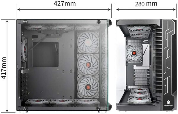 Gaming pc Case ATX Computer Game mid Tower 3.0 USB Tempered Glass Panel with 10PCS ARGB Fans Control Remote Black - Image 6