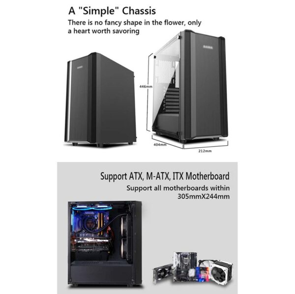 HDYD Gaming Case,Mid-Tower PC Gaming Case ATX/M-ATX/ITX - Front I/O USB 3.0 Port - Transparent Side Panels- 8 Fan Position - Water-Cooling Ready (Size : 6 Fan) - Image 5