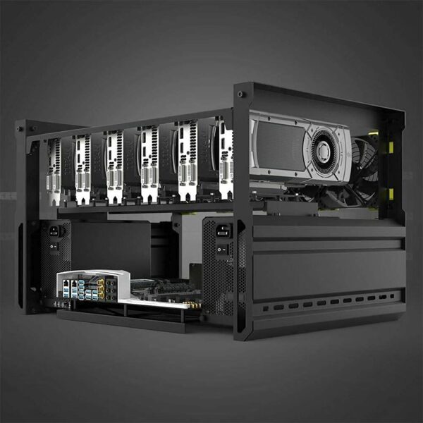 Abbcoert 6 GPU Open Air Mining Frame Rig Case ETH Ethereum Veddha Minercase T3 Edition (Only Frame), Black - Image 3
