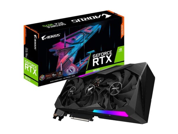 GIGABYTE AORUS GeForce RTX 3070 Master 8G Graphics Card, 3X WINDFORCE Fans, 8GB 256-bit GDDR6, GV-N3070AORUS M-8GD Video Card (Renewed)