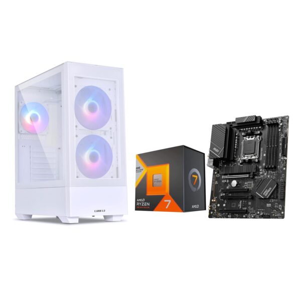 AMD Ryzen 7 7800X3D 8-Core16-Thread Desktop Processor + MSI PRO B650-P WiFi ProSeries Motherboard (AMD AM5, ATX, DDR5, PCIe 4.0) + LIAN LI LANCOOL 205 MESH C Desktop Computer Case White