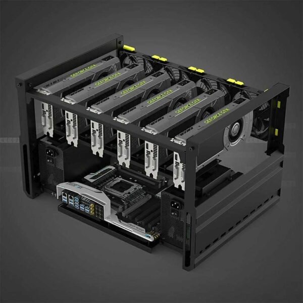 Abbcoert 6 GPU Open Air Mining Frame Rig Case ETH Ethereum Veddha Minercase T3 Edition (Only Frame), Black - Image 4