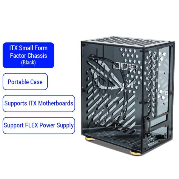 fangzi Portable Small Computer Case Plexiglass Shell Compact PC Case Desktop PC Case Mini-ITX Motoard Flex Power Supply, Transparent - Image 4