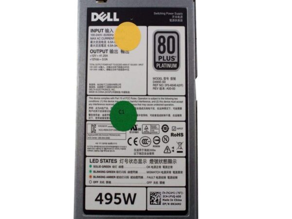Dell PowerEdge T320 T420 T620 R620 R720 Server Power Supply 495W N24MJ (Renewed) - Image 3