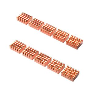 YS0911 Heatsink Assortment Kit with Thermal Tape Small Pure Copper Heat Sink Set for Cooling PC Laptop CPU GPU Pure Copper Heatsink, 10 pieces