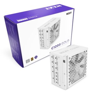 NZXT C1200 Gold ATX 3.1 - Fully Modular Low-Noise PC Gaming Power Supply - 1200 Watts - 80 Plus Gold - 12V-2x6 Connector - Zero Fan Mode - 100% Japanese Capacitors - White (Renewed)