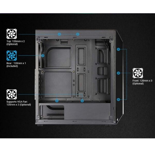 HDYD Gaming Case,Mid-Tower PC Gaming Case ATX/M-ATX/ITX - Front I/O USB 3.0 Port - Transparent Side Panels - 8Fan Position-Water Cooling Installation Ready - Image 5