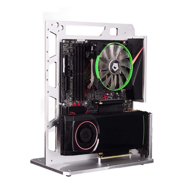 SKANKA Motherboard Computer Cooling Vertical Personalized Chassis - Test Chassis - Aluminum Alloy Rack - Compatible with ATX - MATX - ITX, silver - Image 2