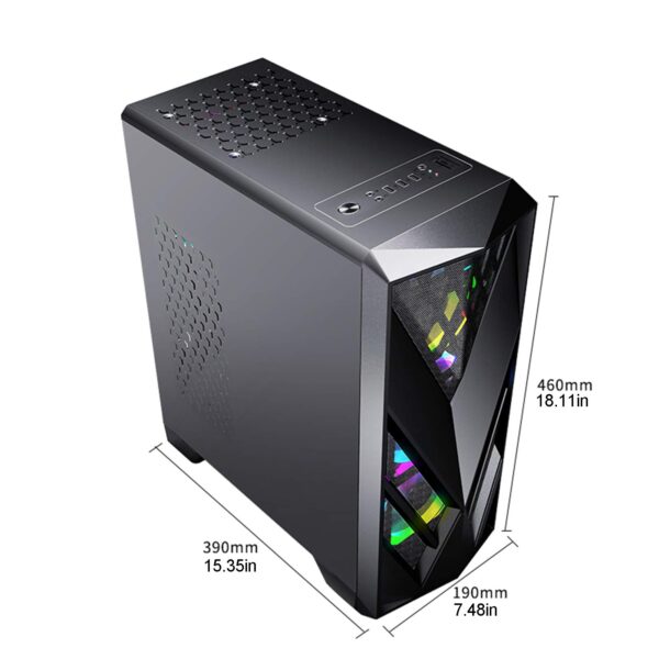 ZXCVBNAS PC Gaming Case - USB3.0 Port - SPCC Steel Side Panel Cable Management - Be Quiet Water-Cooling Ready - Integrated RGB Lighting - Black - Image 3