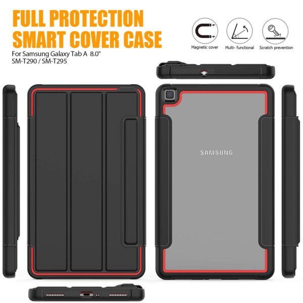 TianTa Galaxy Tab A 8.0 2019 Case SM-T290, Slim Leather Full Body Hard Back Shell Smart Cover with Screen Protector for Galaxy Tab A 8.0 Inch 2019 SM-T290/T295,Black/Red - Image 4