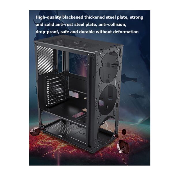 Mid-Tower Case,Computer Game Case,ATX,MICROATX,ITX Case,Tempered Glass Side Panel,Suitable for Gaming and Office Work,6 Fans (Color : White) - Image 3