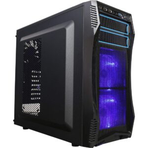 Computer Cases PC, Home Office Gaming, Micro ATX Mid Tower with Blue LED Fans USB 3.0, Black