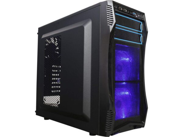 Computer Cases PC, Home Office Gaming, Micro ATX Mid Tower with Blue LED Fans USB 3.0, Black