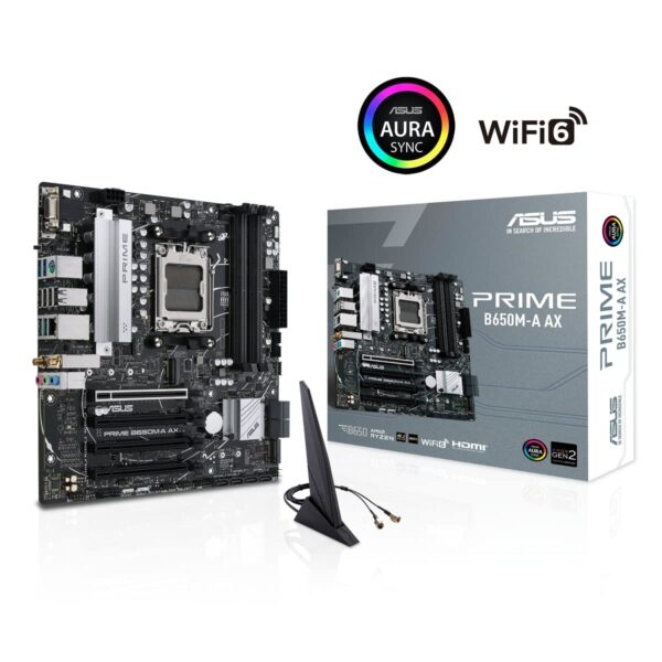 ASUS Prime B650M-A AX AMD B650(Ryzen 7000) Micro-ATX Motherboard(DDR5,PCIe 5.0 M.2,2.5Gb LAN,Wi-Fi 6, DP,USB 3.2 Gen 2 Ports,Front USB 3.2 Gen 1 Type-C®, BIOS Flashback™, CEC Tier II Ready) (Renewed) - Image 6