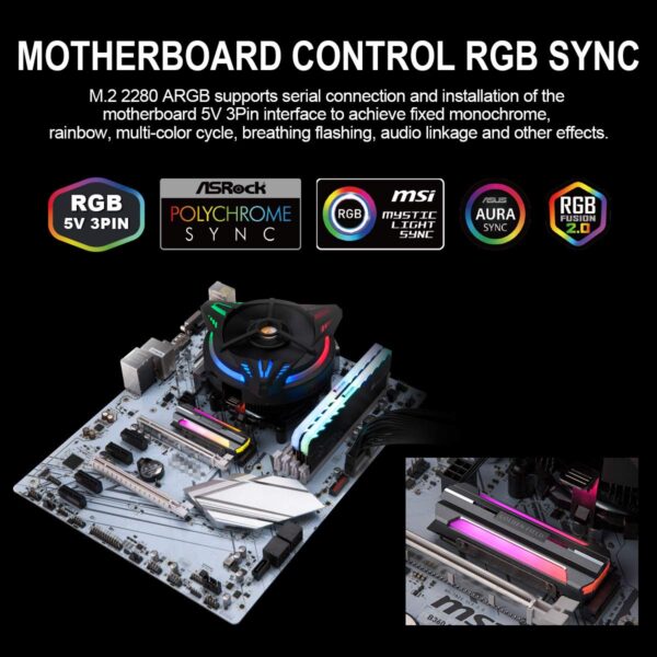 GOLDEN FIELD M2-S SSD Cooler for 2280 M.2 SSD M.2 Heatsink with Thermal Pad (SSD not Included) - Image 3