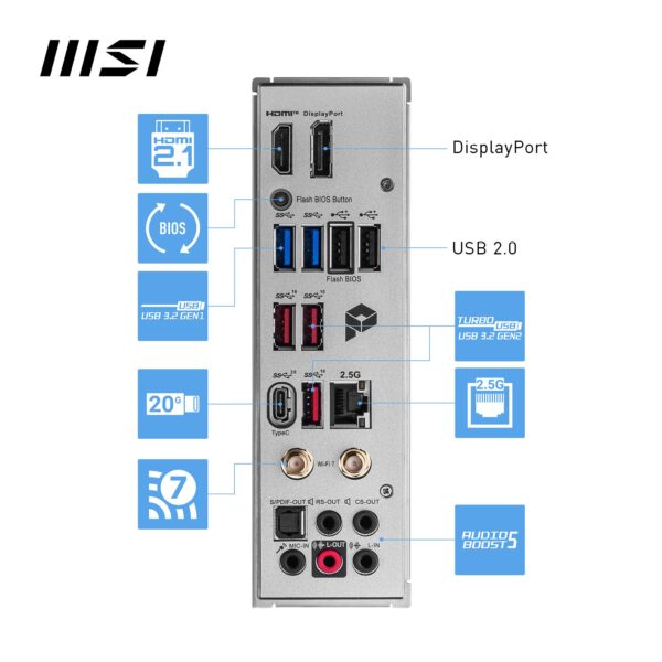 MSI PRO Z790-A MAX WiFi ProSeries Motherboard (Supports 12th/13th/14th Gen Intel Processors, LGA 1700, DDR5, PCIe 5.0, M.2, 2.5Gbps LAN, USB 3.2 Gen2, Wi-Fi 7, ATX) (Renewed) - Image 6