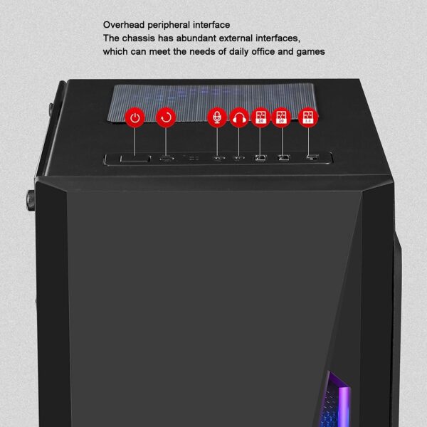 ARrase PC Case,Supports Micro-ATX Mini-ITX Gaming Computer Cases,Pre-Installed with 8 Fans,Light Bar,Suitable for Gaming and Office Work (Color : Black), 18648 - Image 6