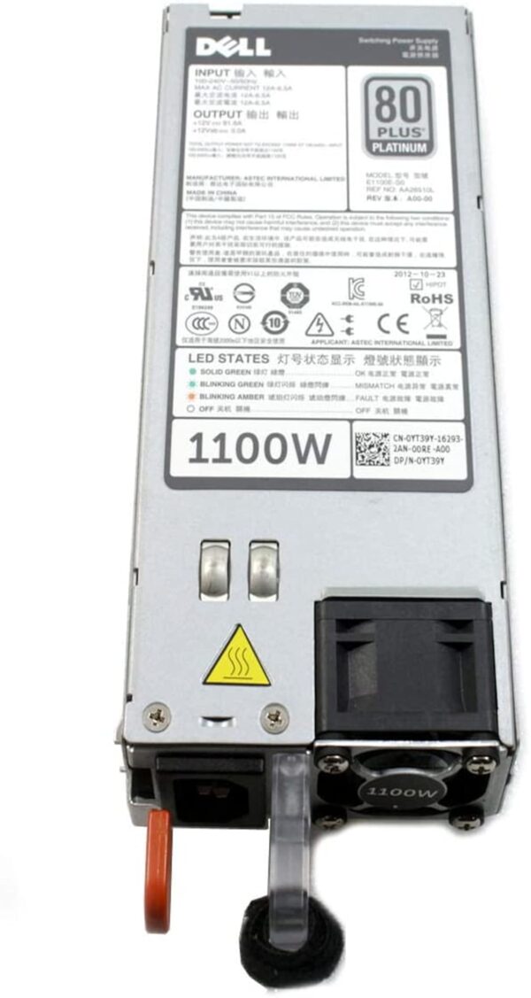 Dell PowerEdge R520 R620 R720 R720XD R820 R920 T320 T420 T620 PowerVault DX6112 SN Server Power Supply 1100 Watt GYH9V YT39Y W933G NTCWP 38GYJ GDPF3 HT6GX 331-5926 (Renewed) - Image 3