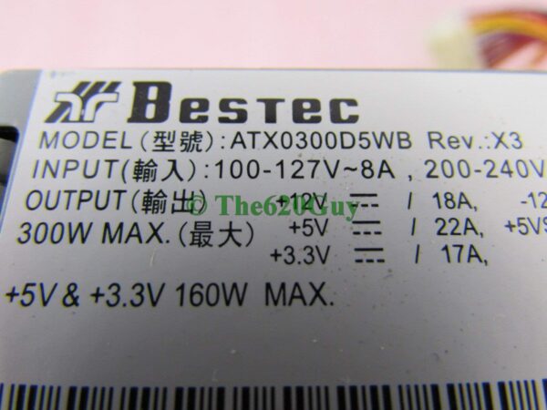 Dell Inspiron 530 Vostro 200 300W Power Supply XW600 Bestec ATX0300D5WB Rev:X3 (Renewed) - Image 4