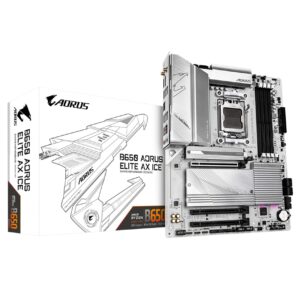 GIGABYTE B650 AORUS Elite AX ICE (AM5/ LGA 1718/ AMD/ B650/ ATX/ 5-Year Warranty/ DDR5/ Triple M.2/ PCIe 5.0/ USB 3.2 Gen2X2 Type-C/WiFi 6E/ 2.5GbE LAN/Snow White/EZ-Latch/Motherboard) (Renewed)