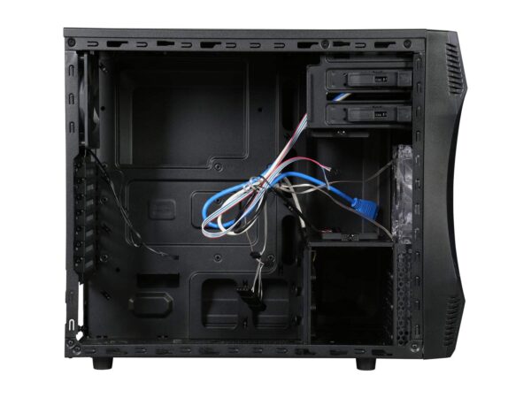 Computer Cases PC, Home Office Gaming, Micro ATX Mid Tower with Blue LED Fans USB 3.0, Black - Image 5