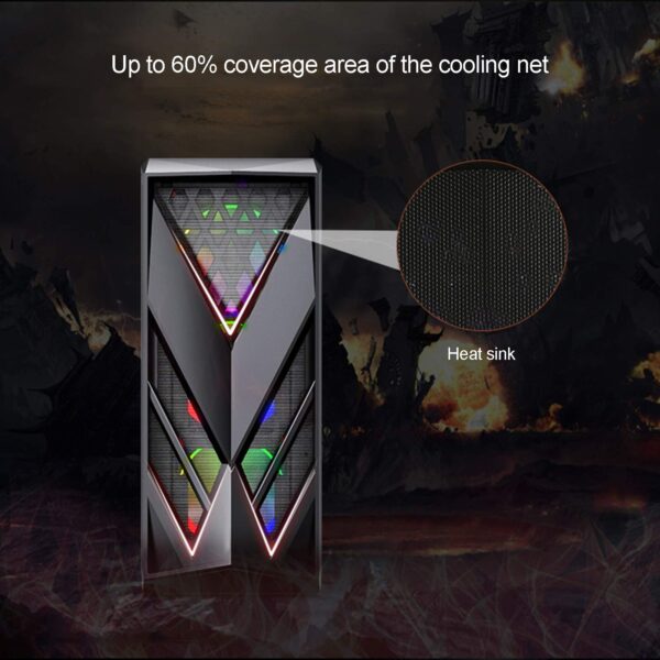 ZXCVBNAS PC Gaming Case - USB3.0 Port - SPCC Steel Side Panel Cable Management - Be Quiet Water-Cooling Ready - Integrated RGB Lighting - Black - Image 5
