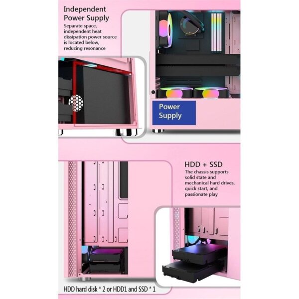 upim Computer Cases,Mid-Tower PC Gaming Case ATX/M-ATX/ITX - Front I/O USB 3.0 Port - Tempered Glass Side Panel - RGB Fan and Remote Control and Controller (Size : 3 Fans) - Image 6