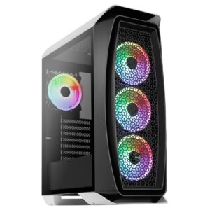 Aerocool AEROONEDUOWHV1, ATX Gaming Case, 4 ARGB Fans, Tempered Glass, White