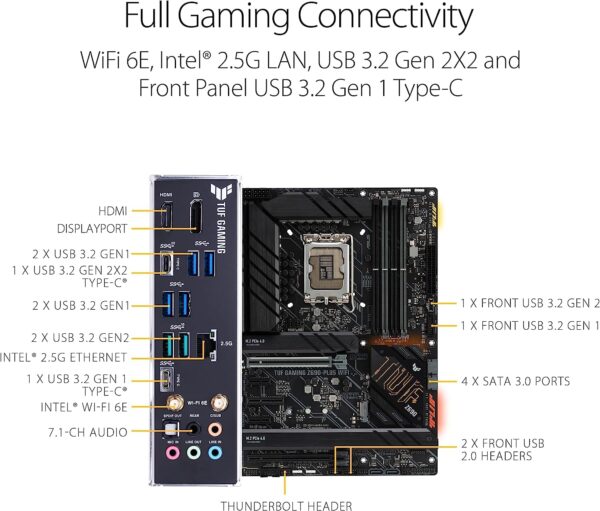 Asus TUF Gaming Z690-PLUS WiFi Socket LGA1700/ Intel Z690/ DDR5/ WiFi&Bluetooth/ SATA3&USB3.2/ M.2/ ATX Motherboard (Renewed) - Image 6
