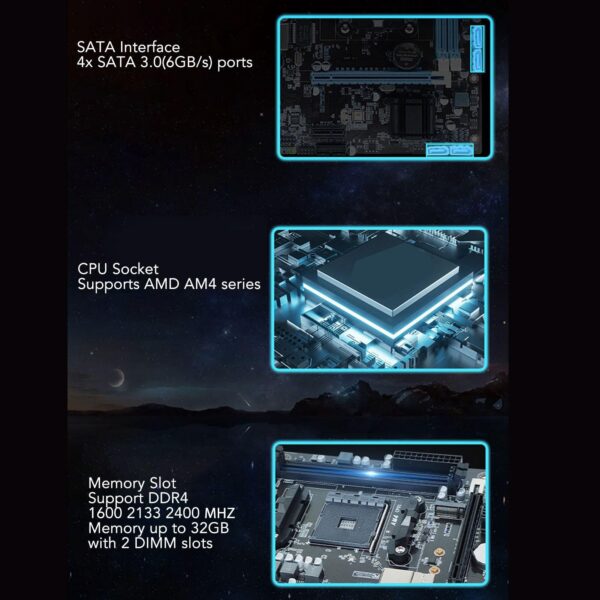 AMD A520 M ATX Motherboard, NVME USB3.0 AMD AM4 Slot Dual Channel DDR4 Memory Slot Integrated Graphics Desktop Motherboard - Image 4