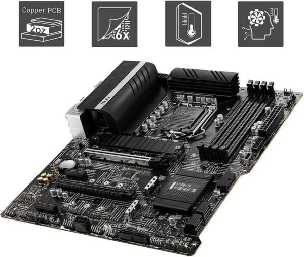 MSI Z590 PRO WiFi ProSeries PC Gaming Motherboard (ATX, 11th/10th Gen Intel Core, LGA 1200 Socket, DDR4, PCIe 4, M.2 Slots, USB 3.2 Gen 2, 2.5G LAN, DP/HDMI, Wi-Fi 6E) (Renewed) - Image 4