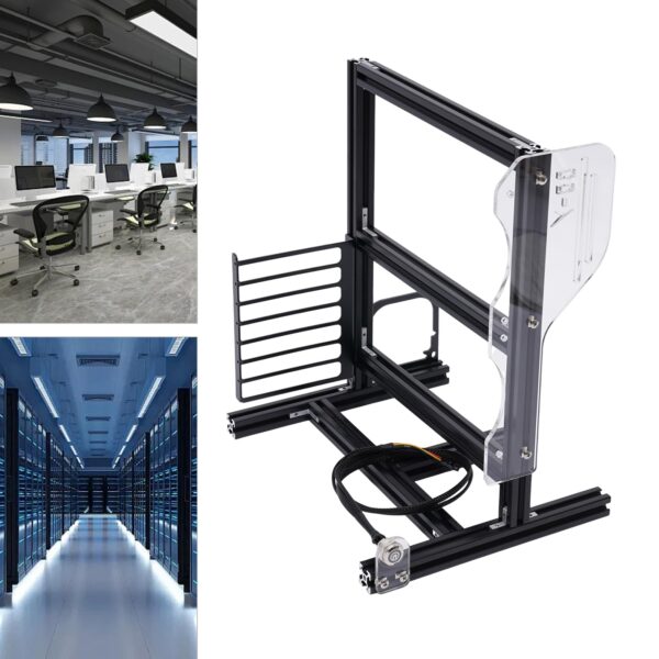 DIY Computer Motherboard Case Rack, Bare Metal PC Frame Vertical Test Bench Computer Case, Self-Assembly Open Air Water Cooling Fan Chassic Rack, Fits ITX M-ATX ATX Motherboard Open Chassis (Black) - Image 4