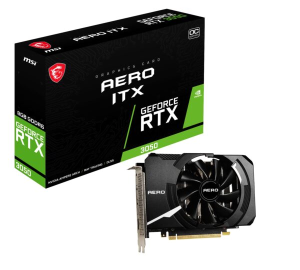 MSI Gaming GeForce RTX 3050 8GB GDDR6 128-Bit HDMI/DP PCIe 4 Single Fan Ampere OC ITX Graphics Card (RTX 3050 AERO ITX 8G OC) (Renewed)