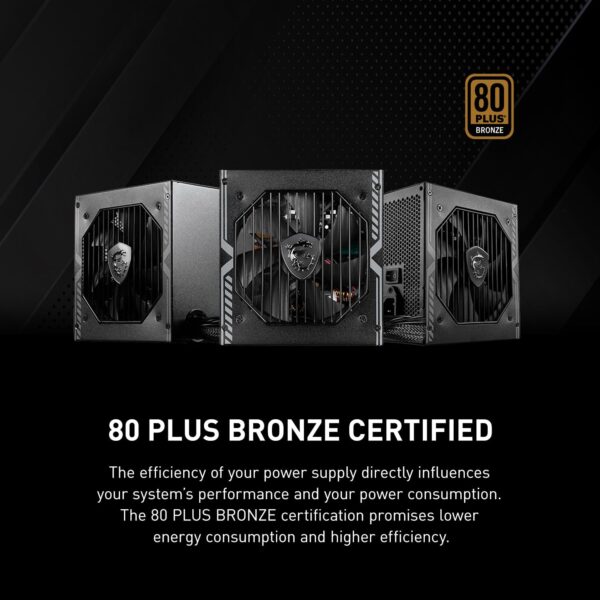 MSI MAG A650BN Gaming Power Supply - 80 Plus Bronze Certified 650W - Compact Size - ATX PSU (Renewed) (Renewed) - Image 3