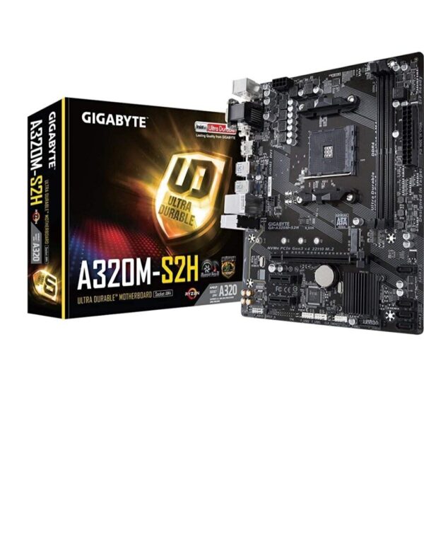 GIGABYTE GA-A320M-S2H (AMD Ryzen AM4 / MicroATX / 2xDDR4/ HDMI/ Realtek ALC887/ 3xPCIe/ USB3.1 Gen 1/ LAN/ Motherboard) (Renewed)