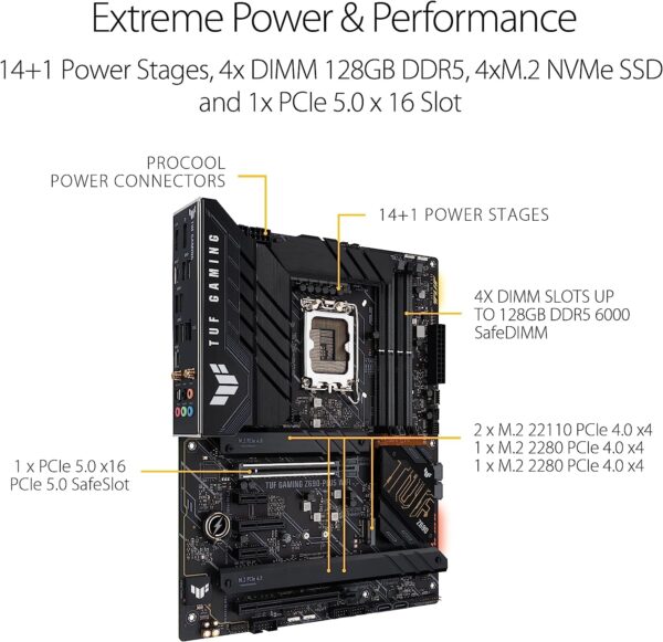 Asus TUF Gaming Z690-PLUS WiFi Socket LGA1700/ Intel Z690/ DDR5/ WiFi&Bluetooth/ SATA3&USB3.2/ M.2/ ATX Motherboard (Renewed) - Image 4