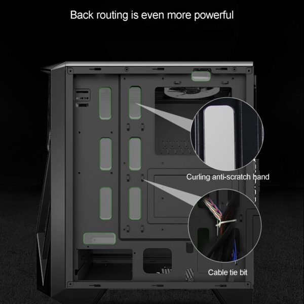ZXCVBNAS PC Gaming Case - USB3.0 Port - SPCC Steel Side Panel Cable Management - Be Quiet Water-Cooling Ready - Integrated RGB Lighting - Black - Image 7