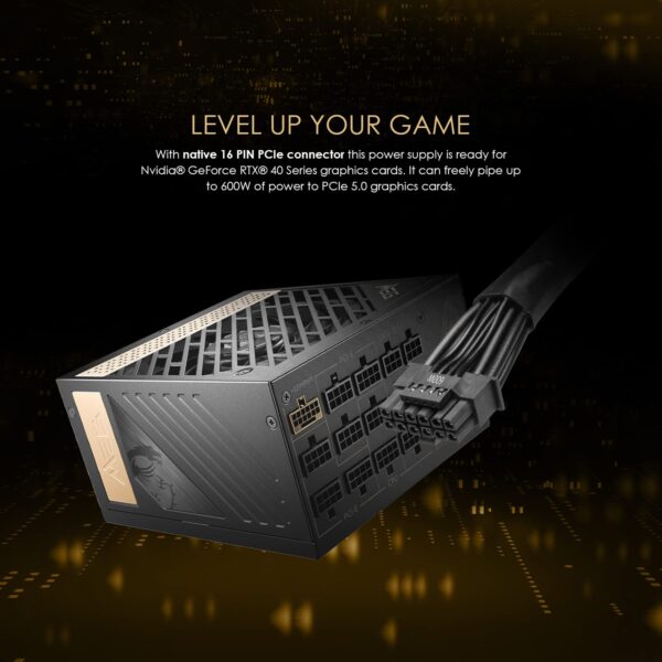 MSI MEG Ai1000P PCIE 5 & ATX 3.0 Gaming Power Supply | Full Modular | 80 Plus Platinum Certified 1000W | 100% Japanese 105°C Capacitors | Compact Size | ATX PSU (Renewed) - Image 5