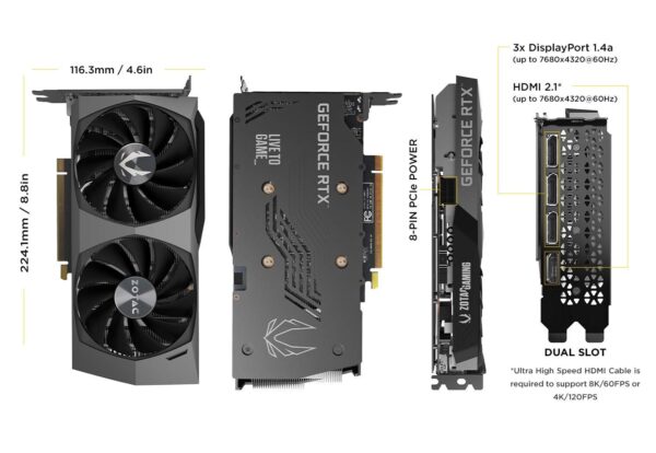 ZOTAC Gaming GeForce RTX 3060 Twin Edge OC 12GB GDDR6 192-bit 15 Gbps PCIE 4.0 Gaming Graphics Card, IceStorm 2.0 Cooling, Active Fan Control, Freeze Fan Stop ZT-A30600H-10M (Renewed) - Image 9